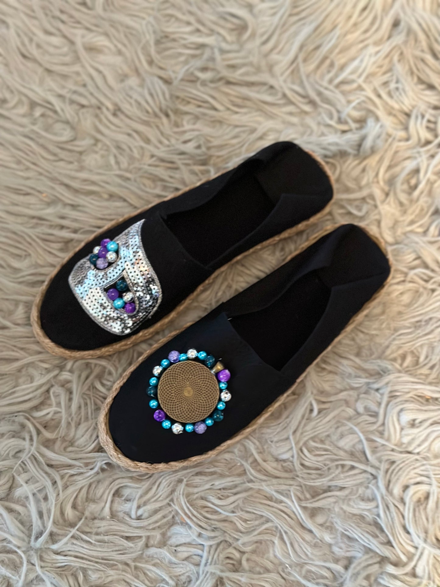 Heech Eternity  Black & Silver - Espadrille