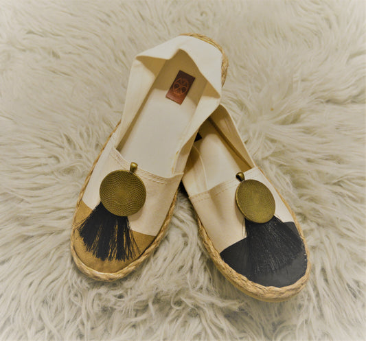 Gold Tassau Ancient Gold & Black - Espadrille