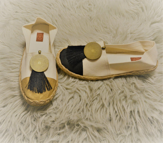 Gold Tassau Ancient Gold & Black - Espadrille