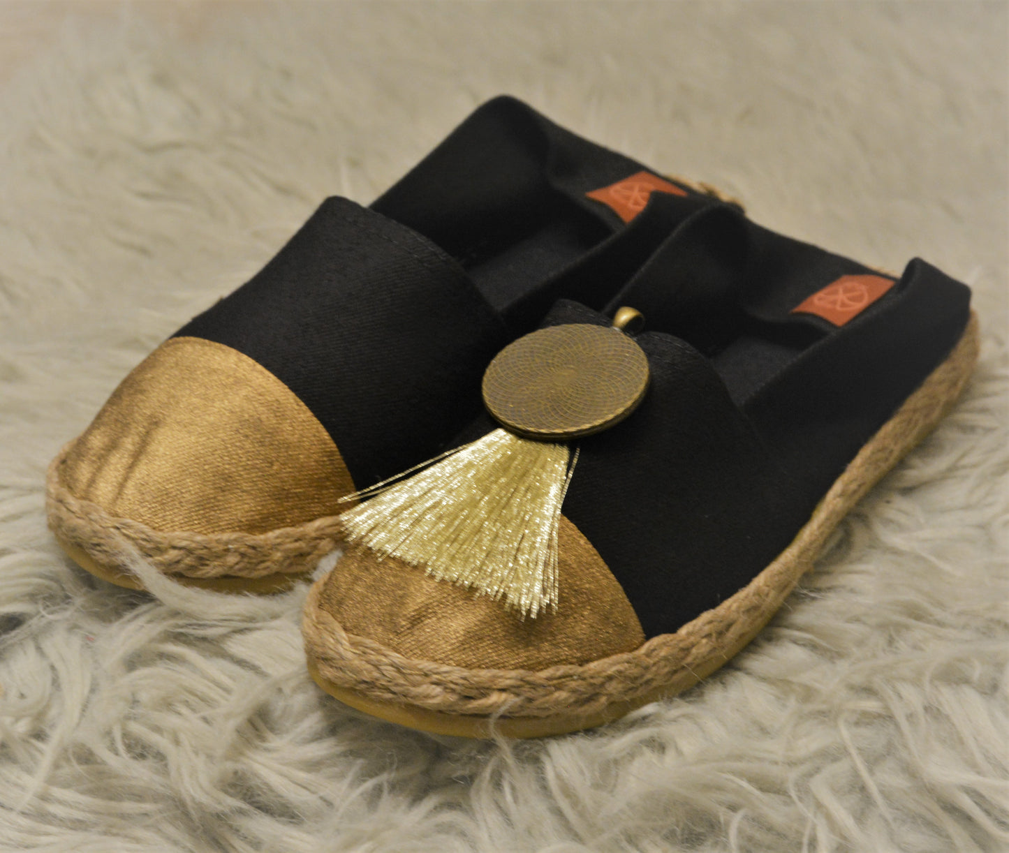 Gold Tassau Black & Gold Butterfly - Espadrille