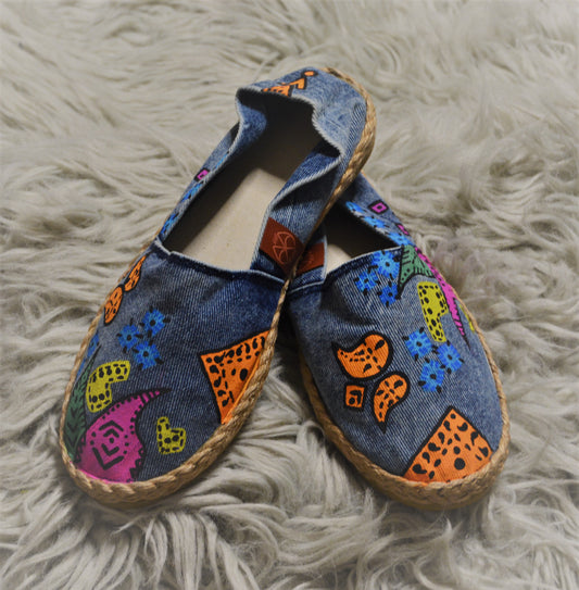 Hand Painted Paisley Rainbow - Espadrille