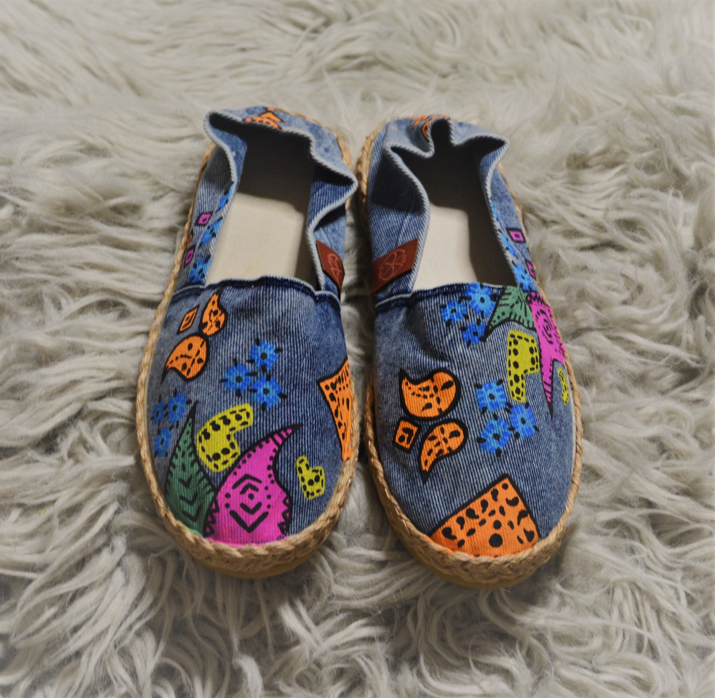 Hand Painted Paisley Rainbow - Espadrille