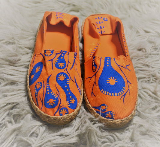 Hand Painted Tropical Lotus - Espadrille